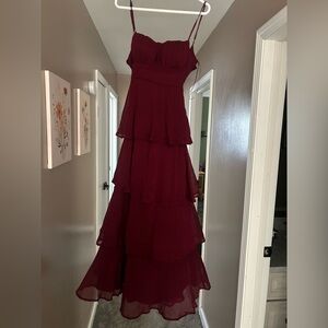 Windsor Deep Red Layered Maxi Dress